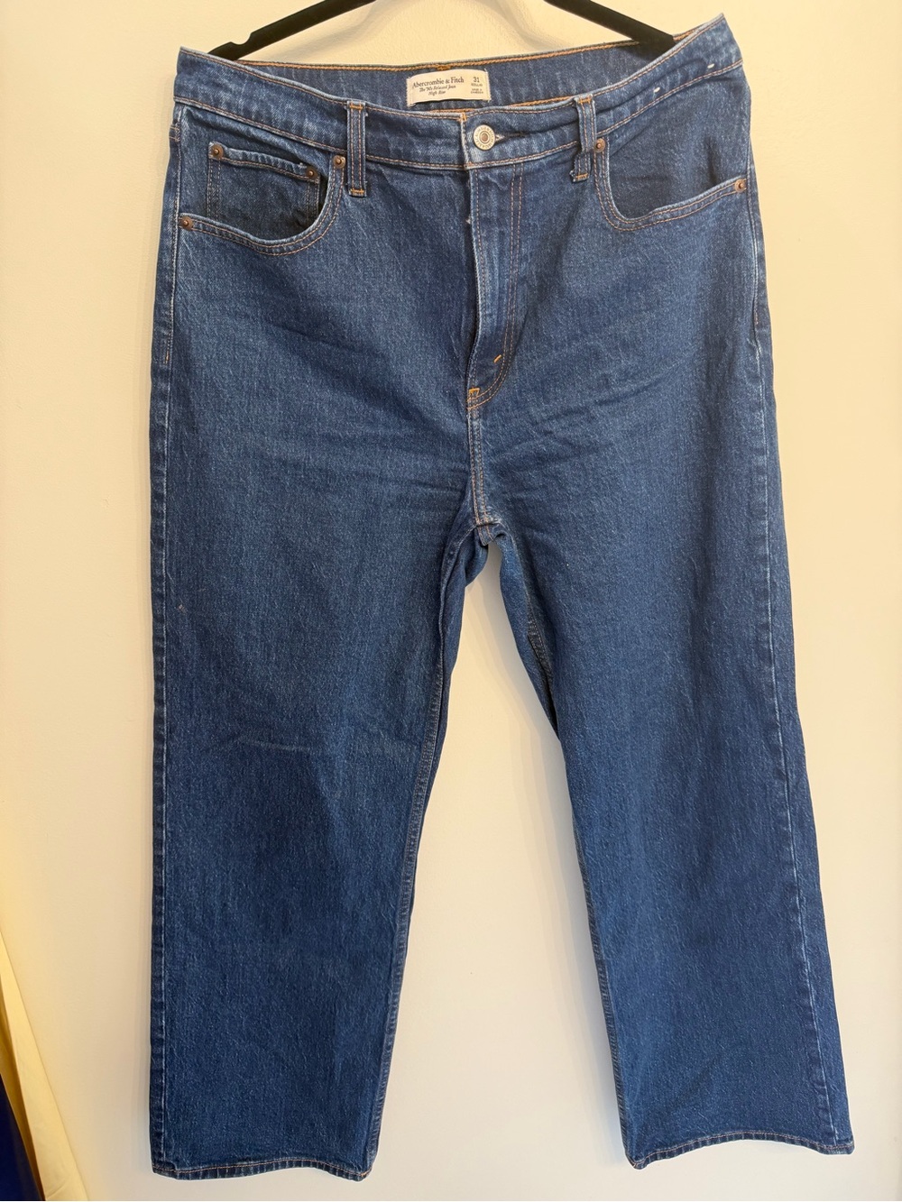 Abercrombie & Fitch High-Rise Women's Blue Straight Jeans - Picture 5 of 9